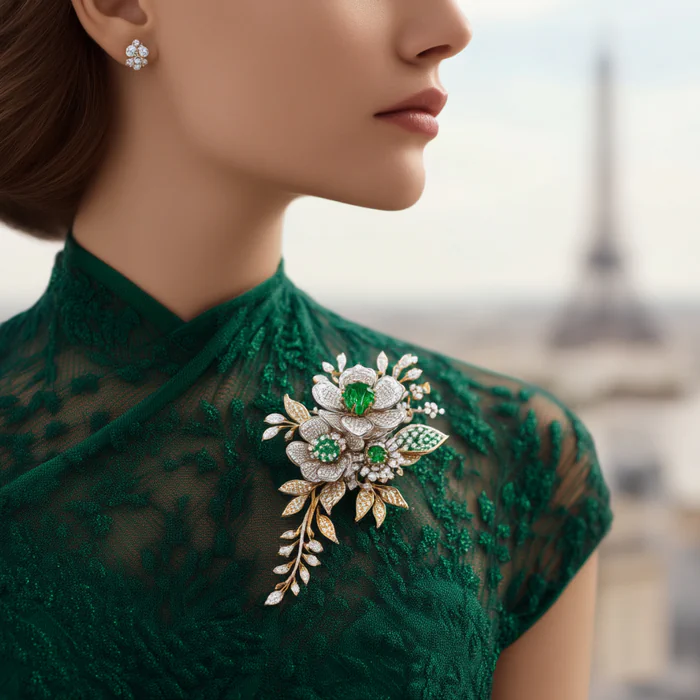 Floral Brooches in Lab-Grown Diamonds and Silver
