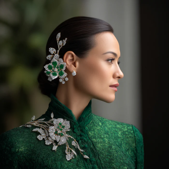 Floral Brooches in Lab-Grown Diamonds and Silver