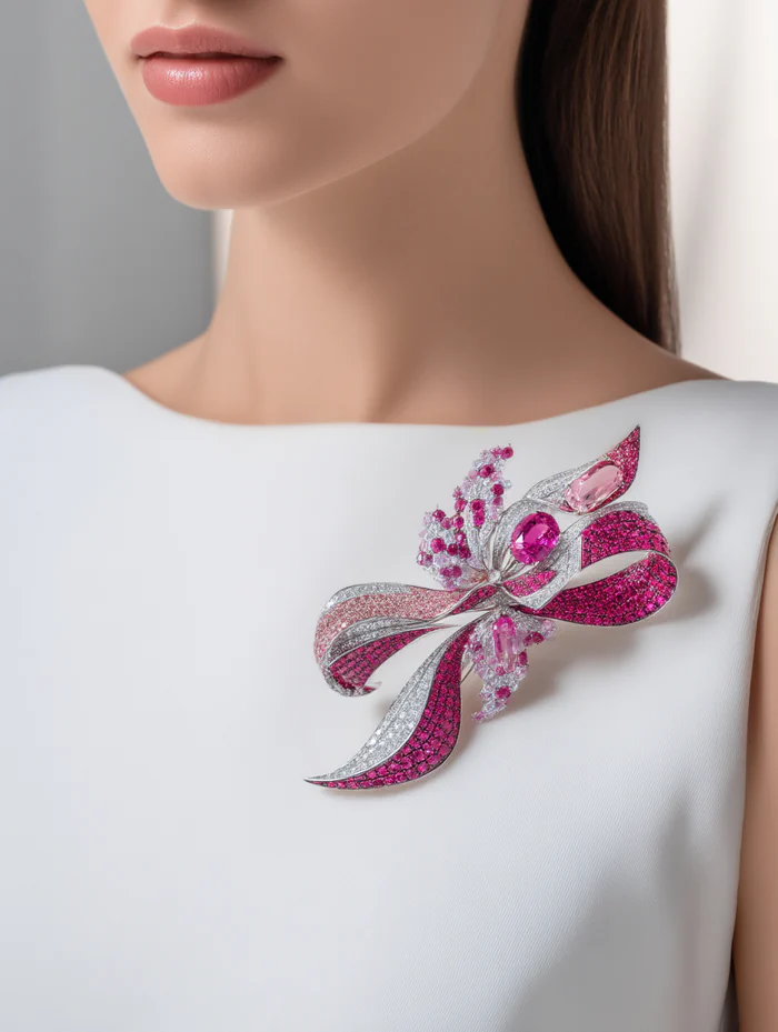 Floral Brooches in Lab-Grown Diamonds and Silver