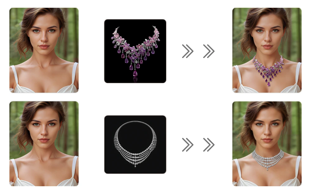 Prompt guide to place jewelry on mockup